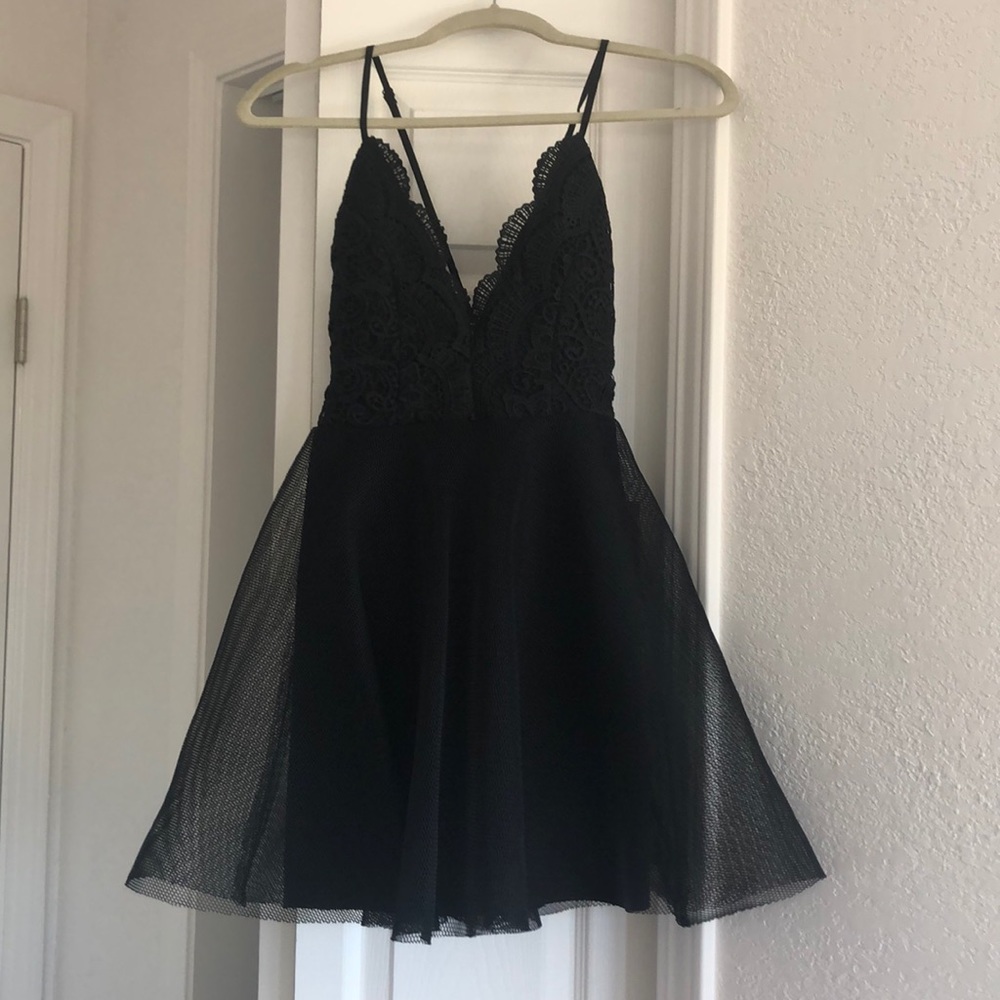 Skater style black lace dress